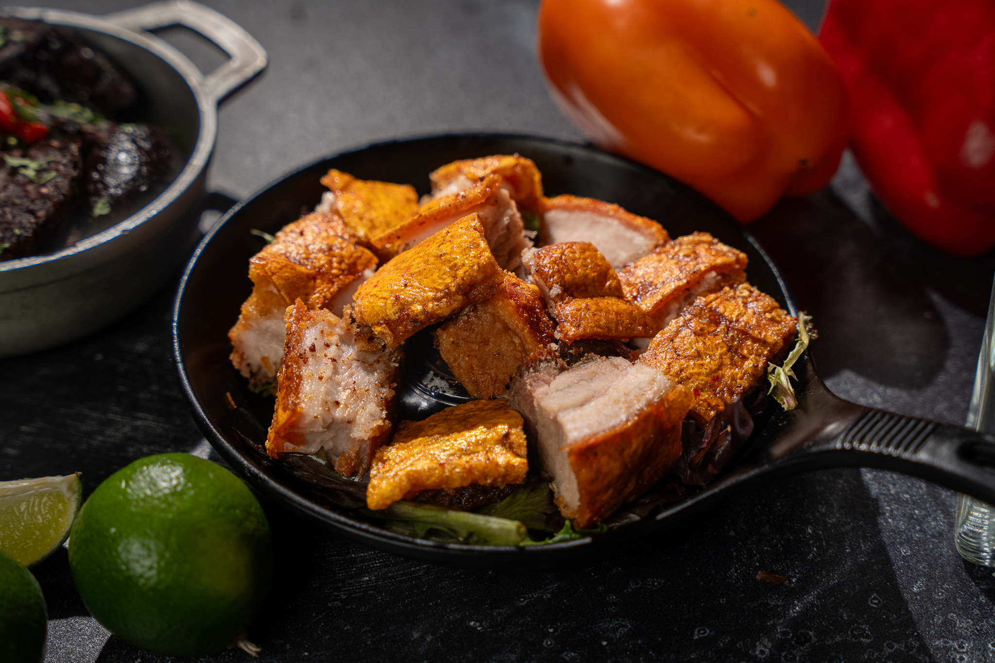 Chicharrón de Cerdo — Crispy pork belly.